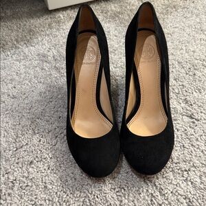 Tory Burch Black Suede Wedges